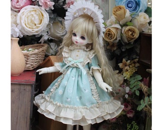 Light Green Full Set BJD Doll Clothes SD Dress & Headdress Set Bjd Doll Clothes For 1/3 1/4 1/6 BJD Blythe Doll Bjd Dress