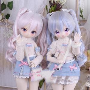 BJD Doll Wig: Double Ponytail Curly Hair for 1/6, 1/4, 1/3 Dolls