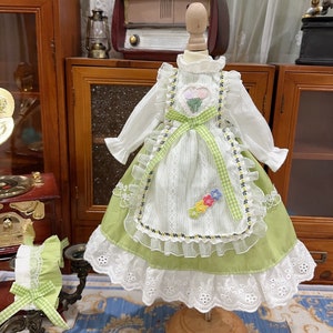 Green Cute SD Bjd Clothes Lolita Dress Bjd Outfit Fashion Doll Dress & Hairband For 1/3 1/4 1/6 Blythe Smart Doll/DD/ Msd/Mdd/Minifee Doll