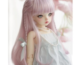 BJD Doll Wig Long Straight with Braids 5-6" 6-7" 8-9" Soft Fiber Hair