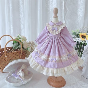 1/3 1/4 1/6 BJD Clothes Cute Lolita Purple Princess Dress Bjd Outfit prince dress for Dolls Accessorie, Fashion Girl Doll Clothes + Headband