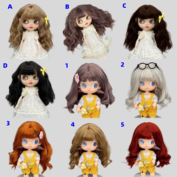 BJD Doll Wig Curly Hair for Blythe Zsiga Labubu Doll 24.5-26.5cm