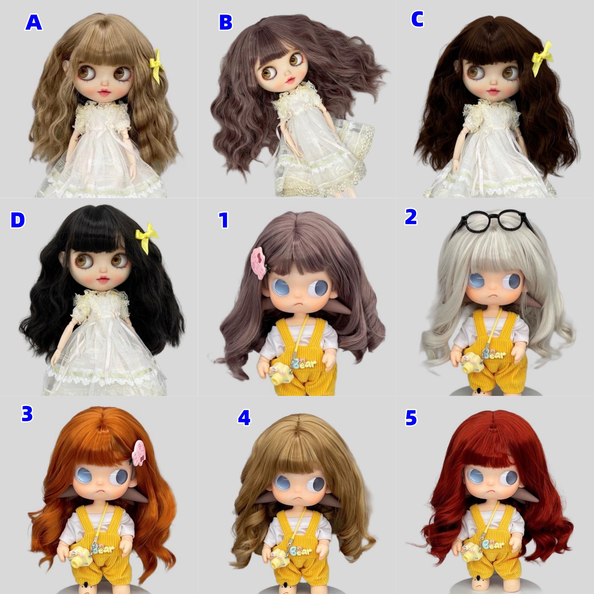 BJD Doll Wig Curly Hair for Blythe Zsiga Labubu Doll 24.5-26.5cm