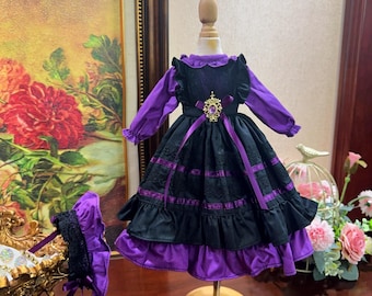 Vestido para muñeca BJD con tocado: atuendo para muñecas Blythe/Yosd/Msd/Smart