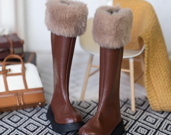 Botas de couro para boneca BJD 1/4, sapatos para boneca fashion, 5,7 x 2,5 cm