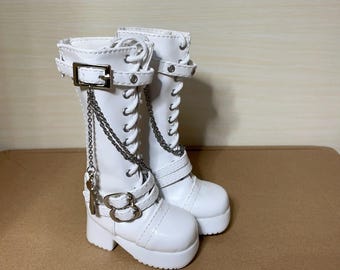 Punk Leather BJD Doll Boots: White or Black, 1/3, 1/4, Uncle Size