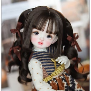 9 kleuren 6-7&quot; 7-8&quot; 8-9&quot; 9-10&quot; dubbele paardenstaart pop pruik BJD pop pruik mode pruik grote krullende pruik voor Blythe Head 1/3 1/4 1/6 poppen