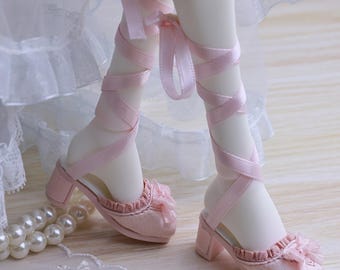 1/4 BJD Doll High Heel Shoes with Bowknot Straps - Fits MSD/MDD Dolls