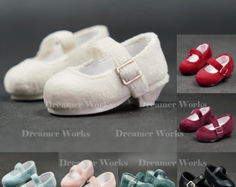 1/6 BJD Shoes fluffy Doll Shoes Doll shoes daily small leather shoes buckle plush shoes Inner size 4.2*1.8cm