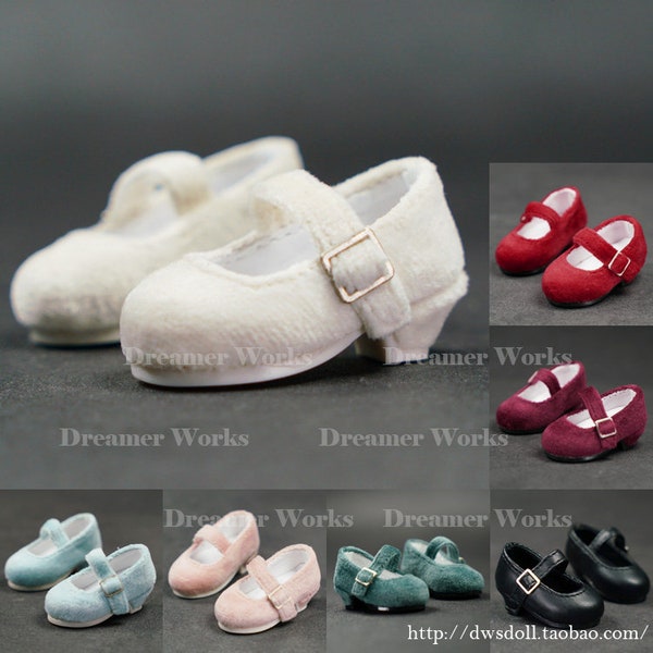 1/6 BJD Shoes fluffy Doll Shoes Doll shoes daily small leather shoes buckle plush shoes Inner size 4.2*1.8cm
