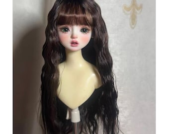 BJD Doll Wig: Long Curly Hair with Bangs, 1/3 1/4 1/6 Scale