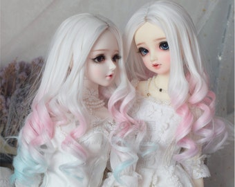 1/3 1/4 1/6 Bjd Gradient Doll Hair 9-10'' 8-9" 7-8" 6-7" Bjd Princess Curly Hair Long Wavy Wig Long Curly Hair Doll Curls Customs Make Color