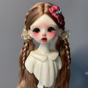 BJD Doll Wig: Braided Double Ponytails, 1/6 1/4 1/3 Size