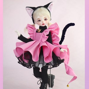 Robe de poupée Cosplay de chat faite à la main, costume d'Halloween Bjd, vêtements 1/4 1/6 Bjd pour accessoires de poupée Ob11/Molly/Blyth/Msd