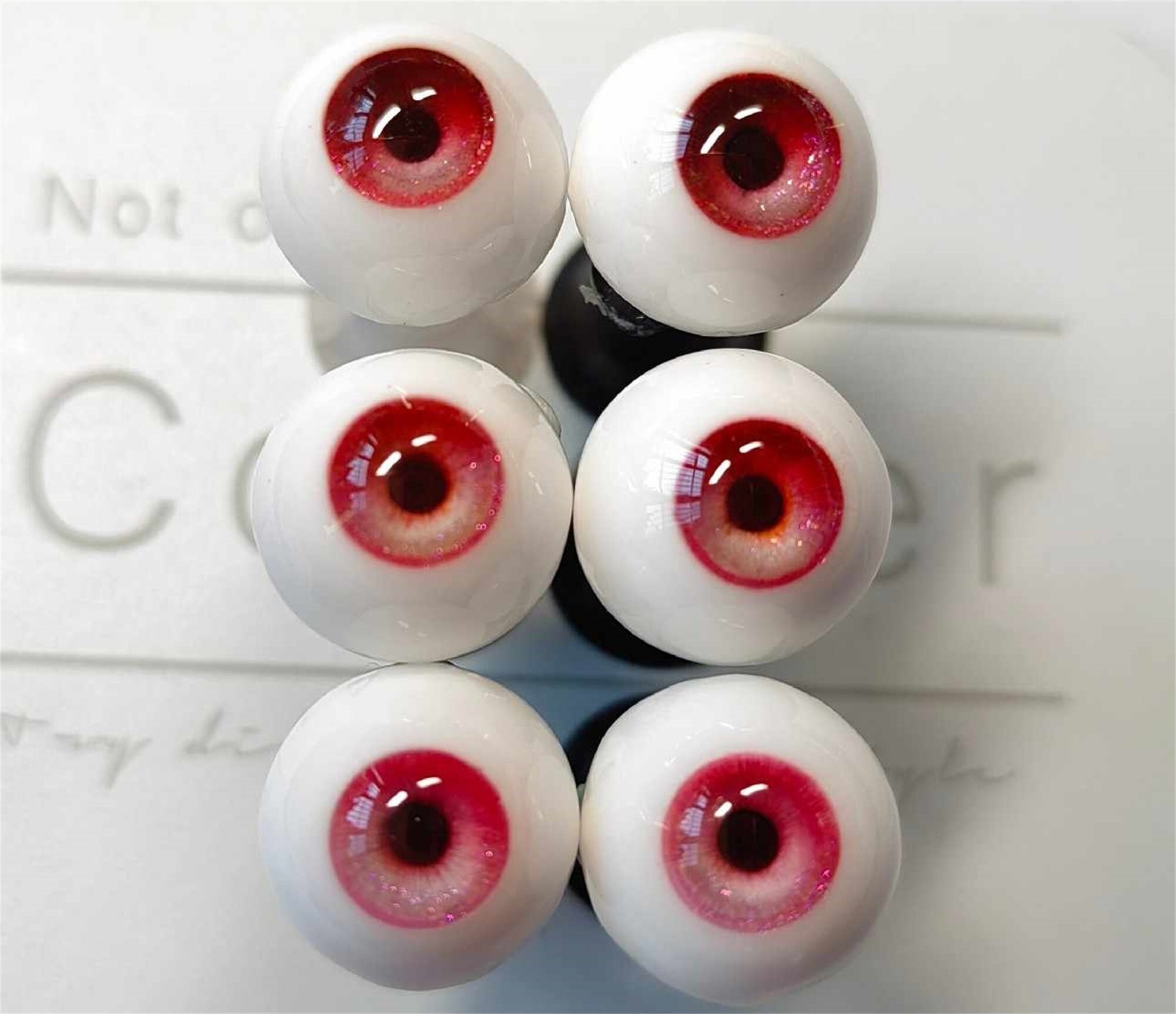 12mm Pink Iris Red Pupil Round Safety Eyes and Washers: 3 Pairs - Doll /  Amigurumi / Animals / Stuffed Creations / Crochet / Knit / Doll