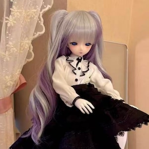 BJD Doll Wig: Double Ponytail Curly Hair for 1/6, 1/4, 1/3 Dolls