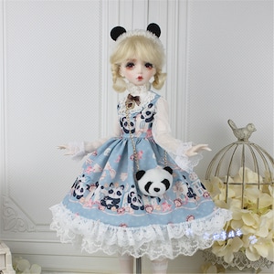 BJD Panda Lolita Dress 1/6 1/4 1/3 Doll Clothes Bjd Dress Vintage Court Handmade Bjd Outfit Clothes