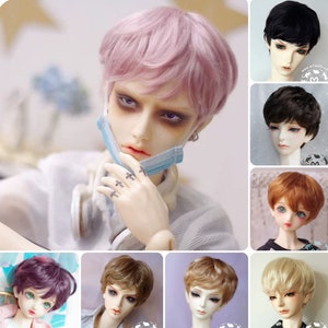 9-10" 8-9" 7-8" 6-7" 5-6" 4-5" 3-4" BJD short small curly hair boy doll wig for 1/3 SD 1/4 msd 1/6 yosd 1/8 1/12 doll hair