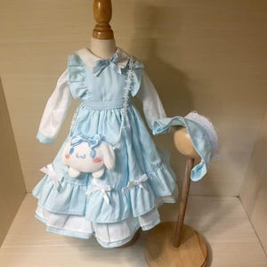 Blue Bunny Doll Dress with Headband: BJD, Blythe, Yosd, MSD, Minifee, SD Doll Outfit