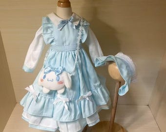 Blue Bunny Doll Dress with Headband: BJD, Blythe, Yosd, MSD, Minifee, SD Doll Outfit