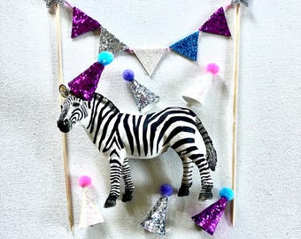 Mini Party Hats & Bunting Cake Topper | DIY Toy Animal Hats Unicorn Colours