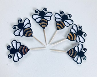 Bee Cupcake Toppers: Bee Party Decor