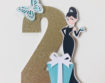 Breakfast at Tiffany's Cake Topper: Champagne Gold Glitter, Iconic Blue