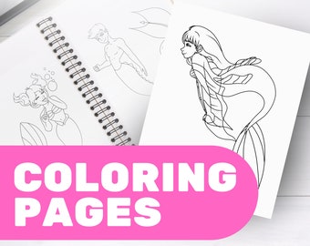 Mermaid & Merman Coloring Pages For Kids, Tweens, and Teens INSTANT DOWNLOAD