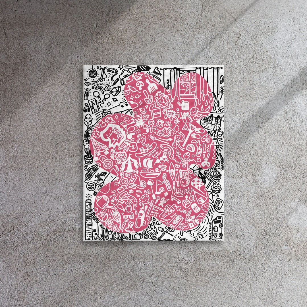 Pink Black & White Graffiti Canvas Print Wall Decor 16x20 Etsy