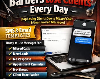 Barber Shop SMS & Email Templates | Client Follow-Up (Digital Download)