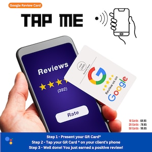 VIP Google Business Profile Feedback Review Plastic Cart (Double-Sided) Business Positive Review Link with QR Code Boost Local Rating SEO-v1