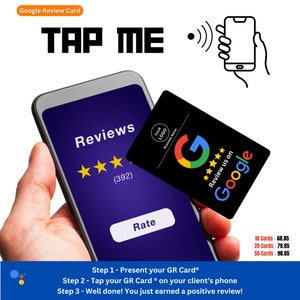 VIP Google Business Profile Feedback Review Plastic Cart (Double-Sided) Business Positive Review Link with QR Code Boost Local Rating SEO-v2