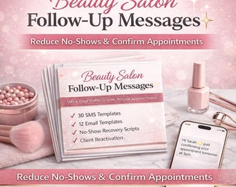 Beauty Salon Follow-Up Messages | SMS & Email Templates (Digital Download)