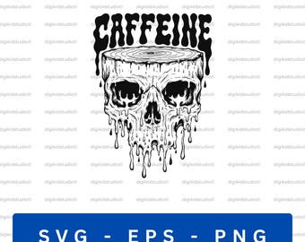 Melting Skull Caffeine SVG, Gothic Horror Coffee Design (Digital Download)