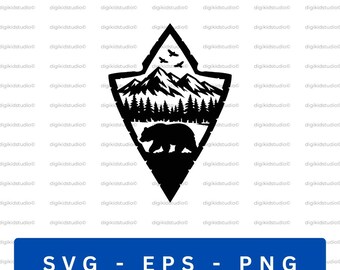 Bear Mountain SVG, Wilderness Camping Design (Digital Download)
