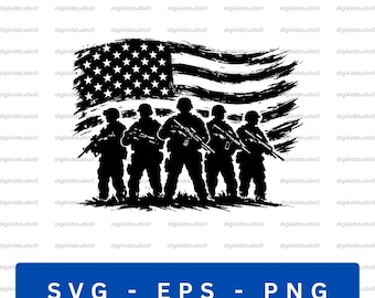 Patriotic Soldier SVG, Distressed American Flag Military Design (Digital Download)