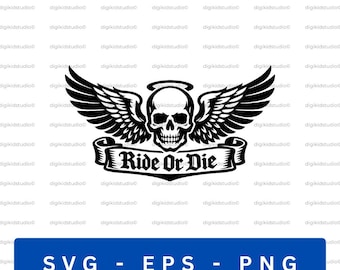 Winged Skull Biker SVG, Patriotic Freedom Design (Digital Download)