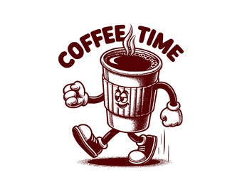 Coffee Time Mascot SVG, Chill Clipart (Digital Download)