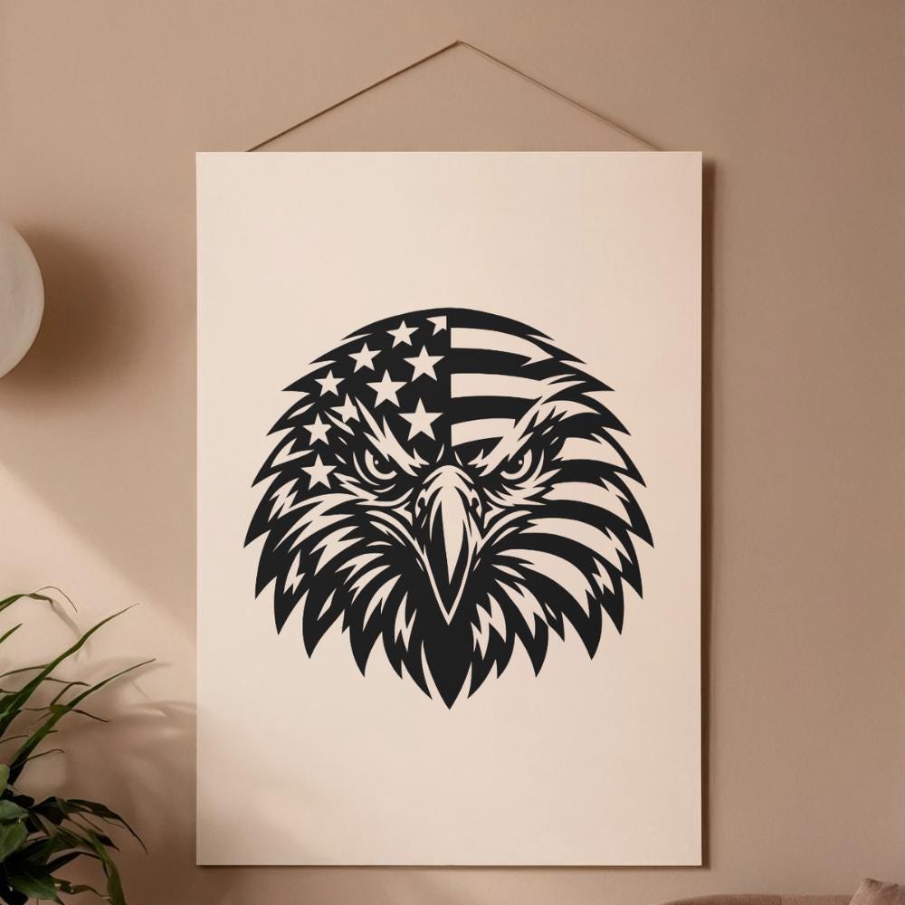 Patriotic Eagle Head SVG, American Flag Bald Eagle Cut File (digital ...