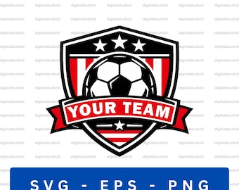 Soccer Team Logo SVG, Sports Shield Emblem, Football Club Badge (Digital Download)