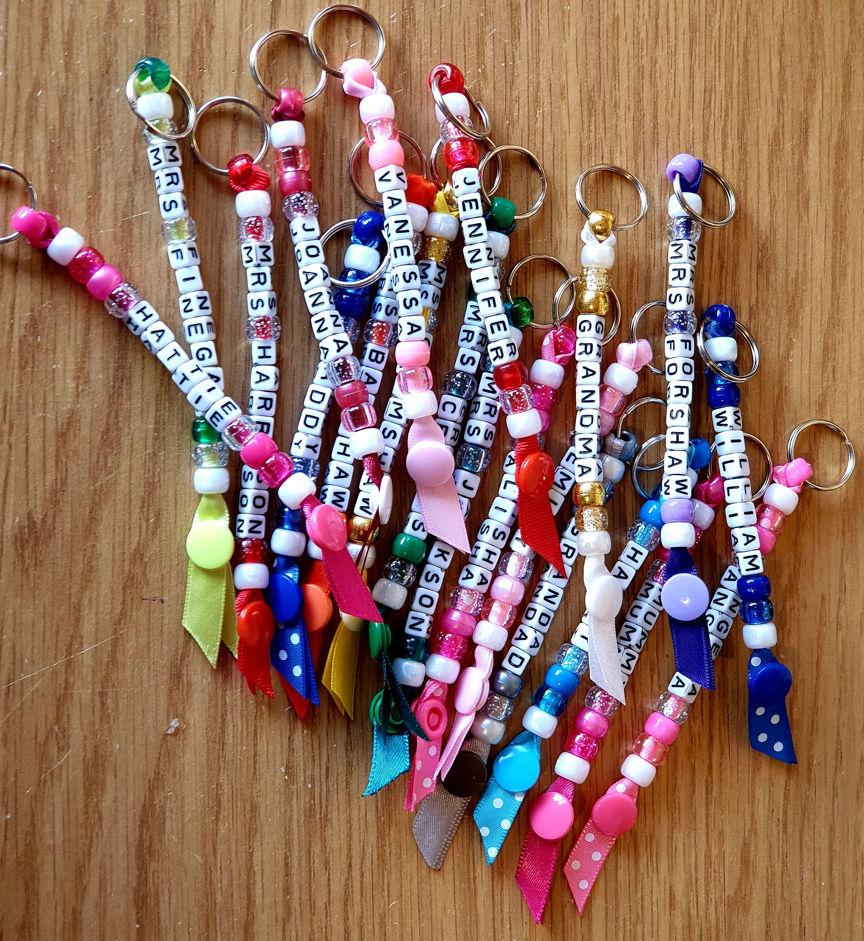 Personalised Handmade Beaded Keyring Any Name/party Bag Etsy UK