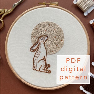 Moongazing - PDF embroidery pattern - digital download