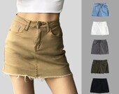 High Waisted Denim Skirt With Short Jean Mini Skort Women 39 s Denim Summer Skirts Streetwear Retro Skirt