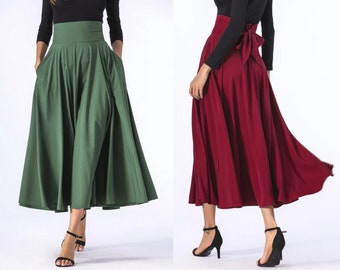 Side Slit Midi Skirt | Pleated Skirt | High Waist Casual Skirt | Plus Size Long Skirts