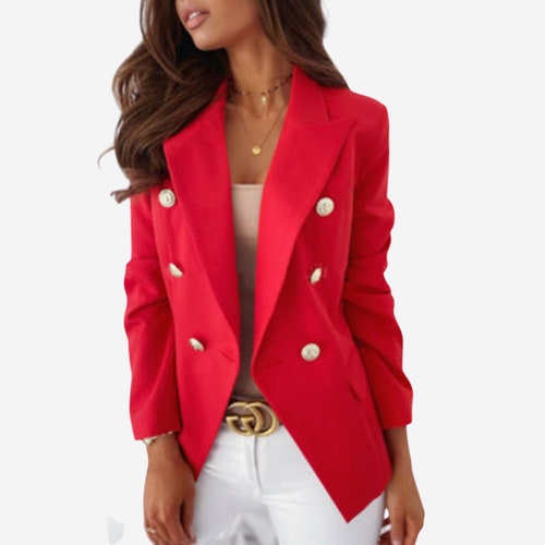 Red Blazer Womens Casual Plus Size 