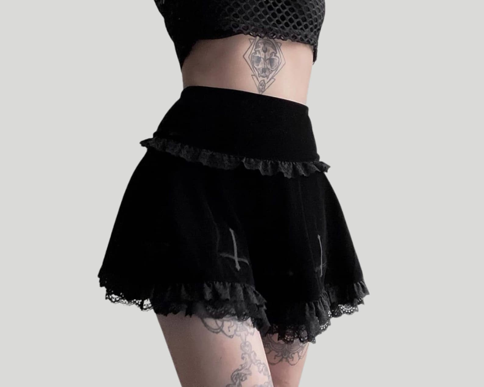 Gothic Velvet Skirt Black Mini Skirt Black Lace Goth Skirt Etsy
