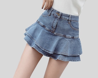 ruffle skirt denim