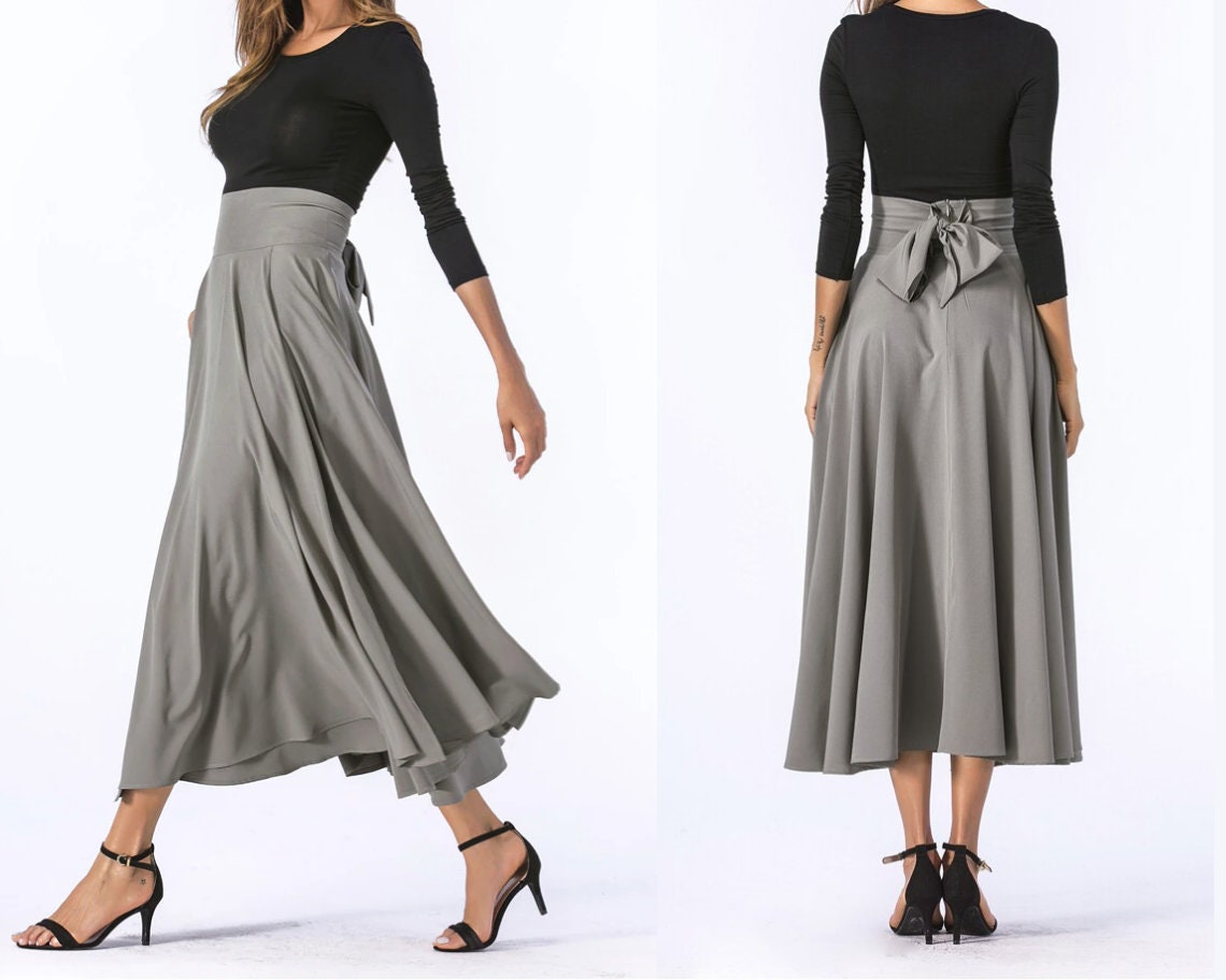 Side Slit Midi Skirt Pleated Skirt High Waist Casual Skirt - Etsy