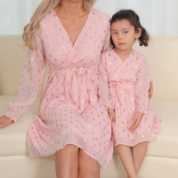 Mom and Me Dress Pink Mommy Daughter Dress Matching Family Outfit for Baby Girl Summer Dresses Mother Day Cute Mothers Day Gift for Mom