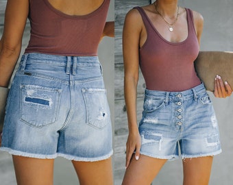 Denim Shorts Women Jean Shorts Summer Ripped Short with Pockets Booty Shorts Loose Casual Shorts Distressed Denim Gifts for Her